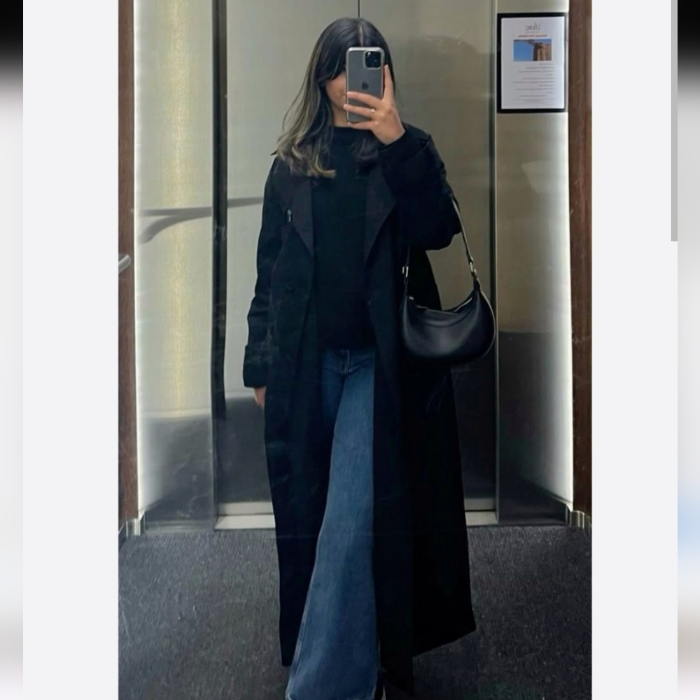 Zara Wool Blend Oversized Coat Navy  Size M-L  NWT - Picture 9 of 14